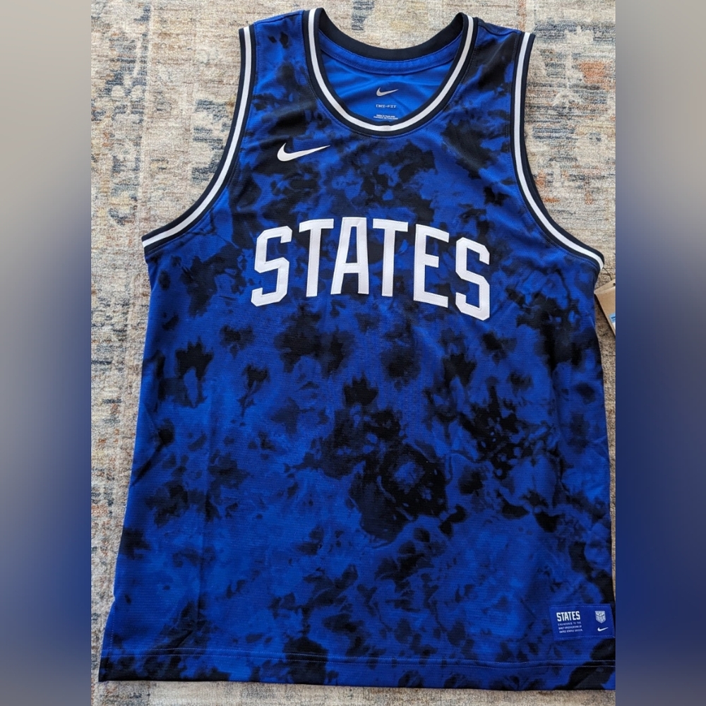 Nike USMNT USA Soccer "States" Away tye-dye Basketball Jersey Size large NWT